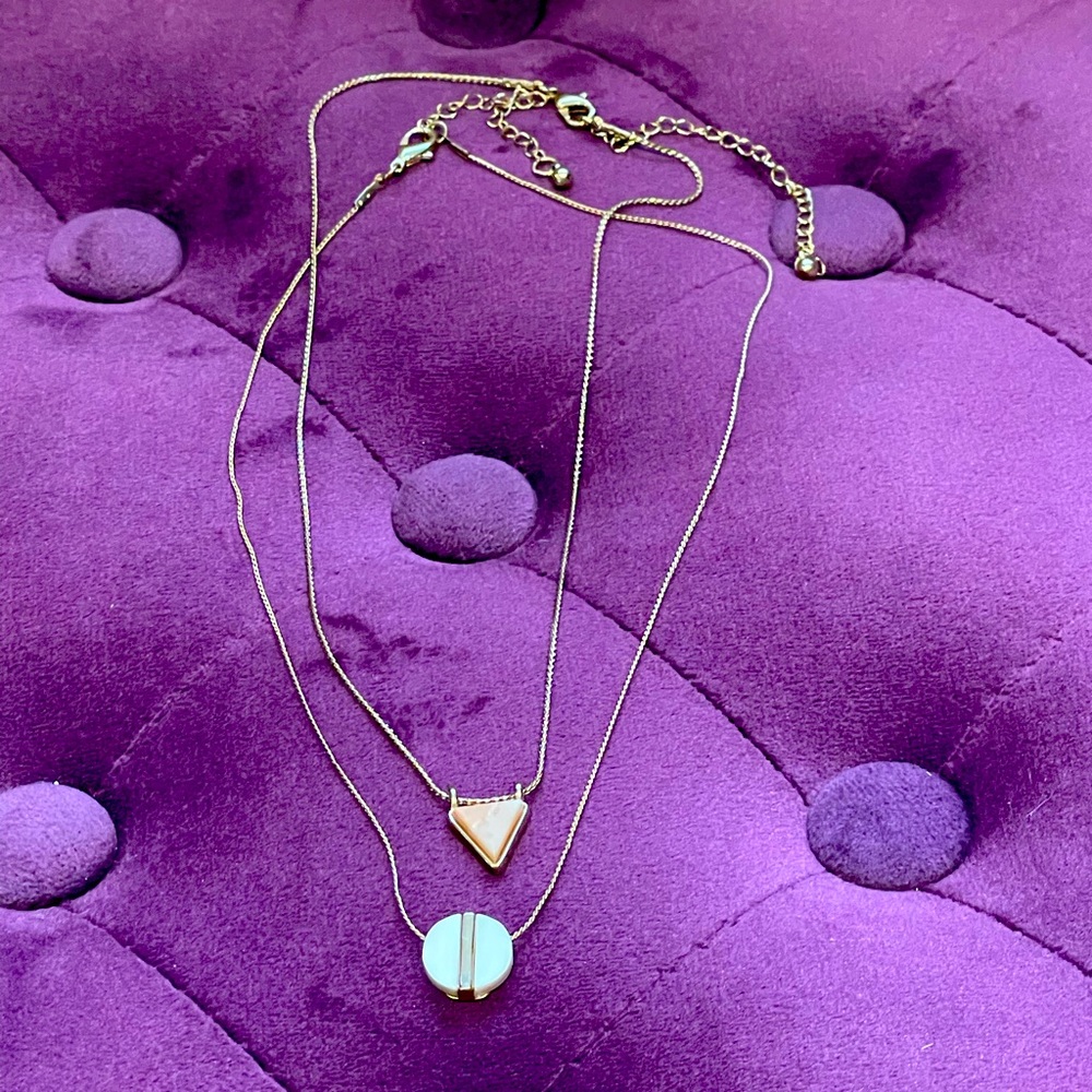 Geo Necklace & Pink Triangle Necklace bundle